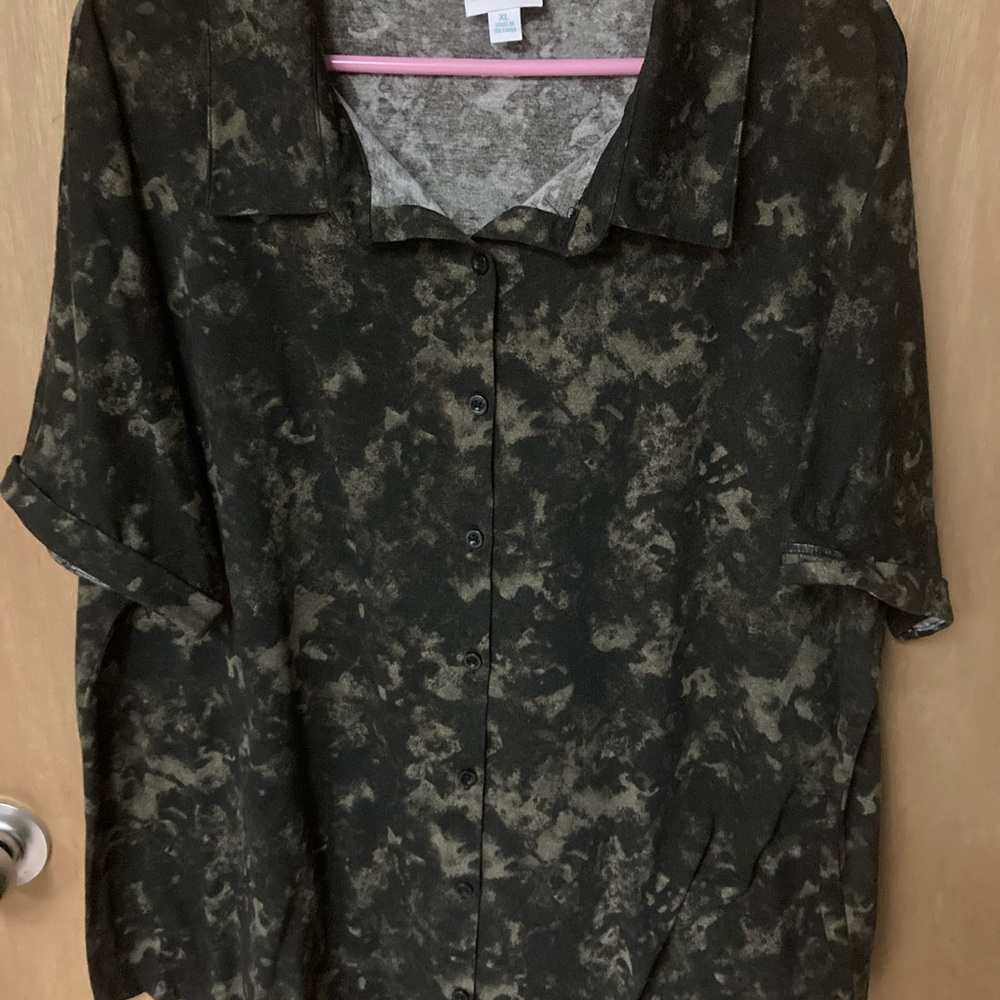 Lularoe camouflage blouse.